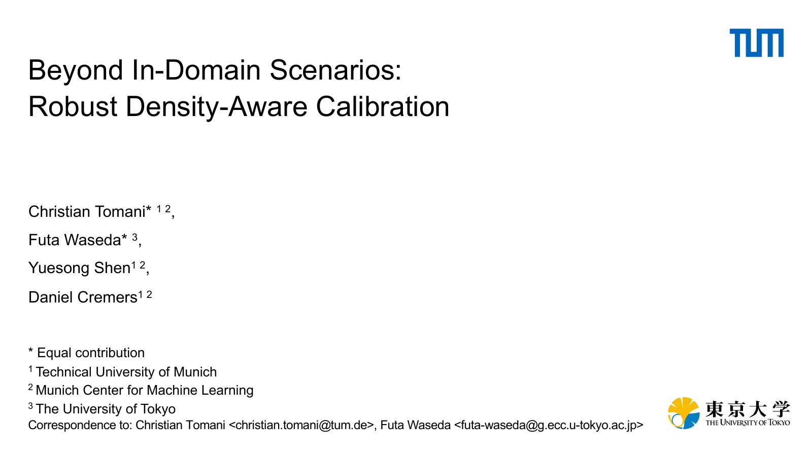 Beyond In-Domain Scenarios: Robust Density-Aware Calibration slide 1