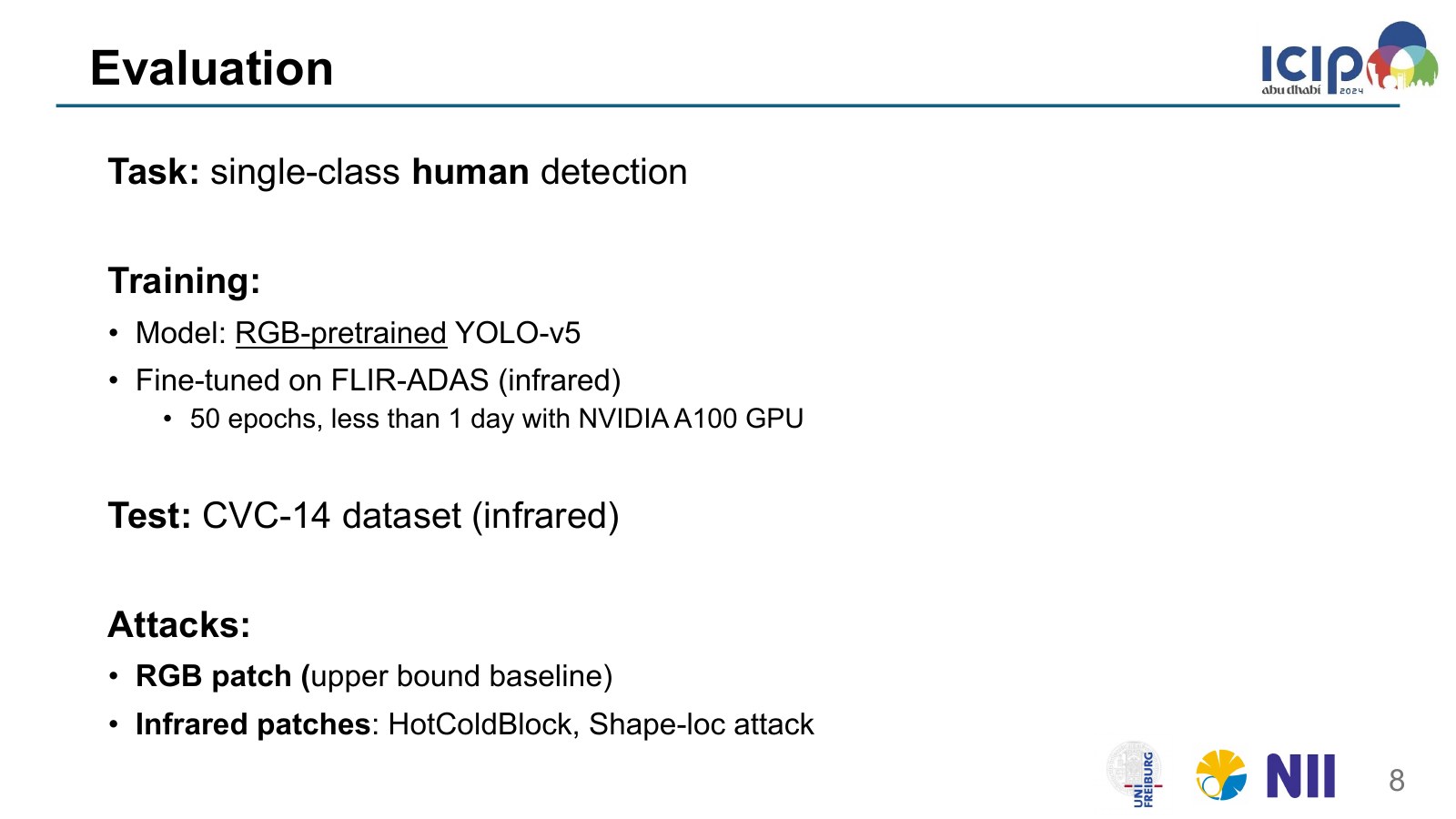Defending Against Physical Adversarial Patch Attacks on Infrared Human Detection slide 8